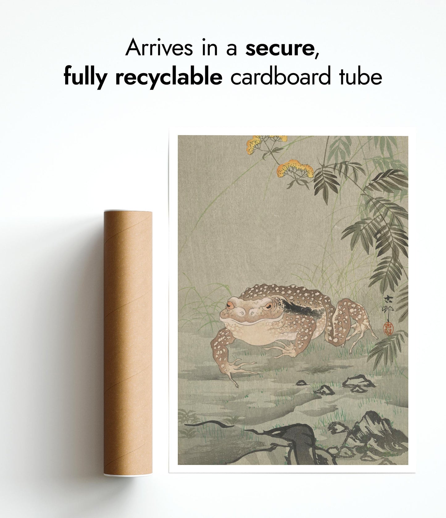 Crapaud à côté d'une plante fleurie