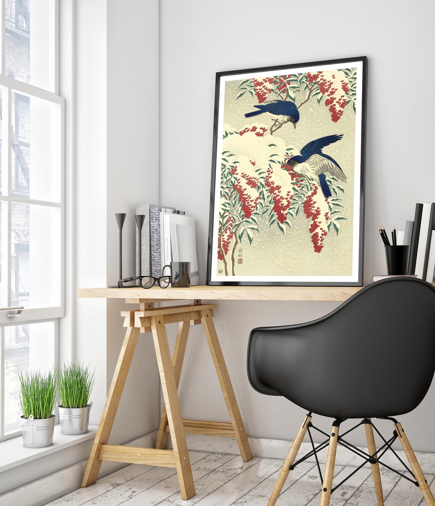 Flycatchers on a Nandina Bush