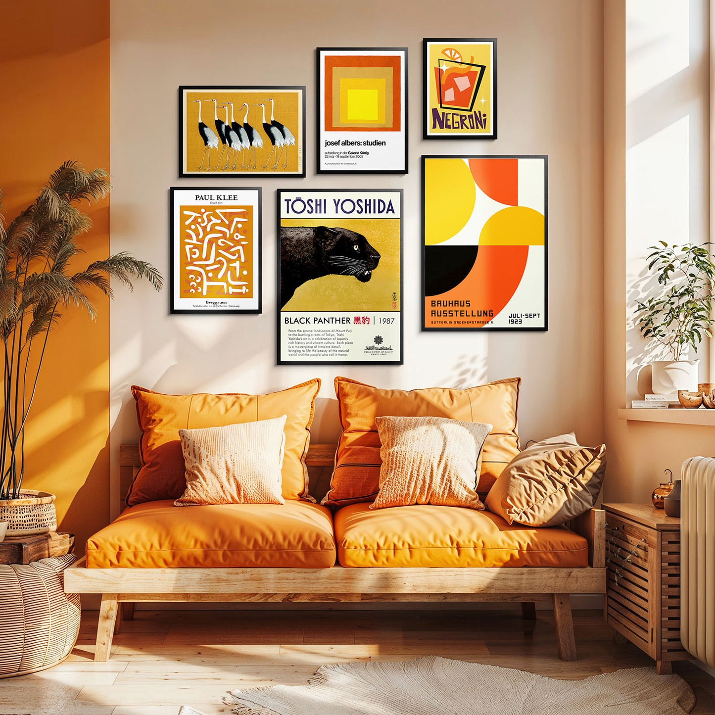 Eclectische Oranje Galerijmuur