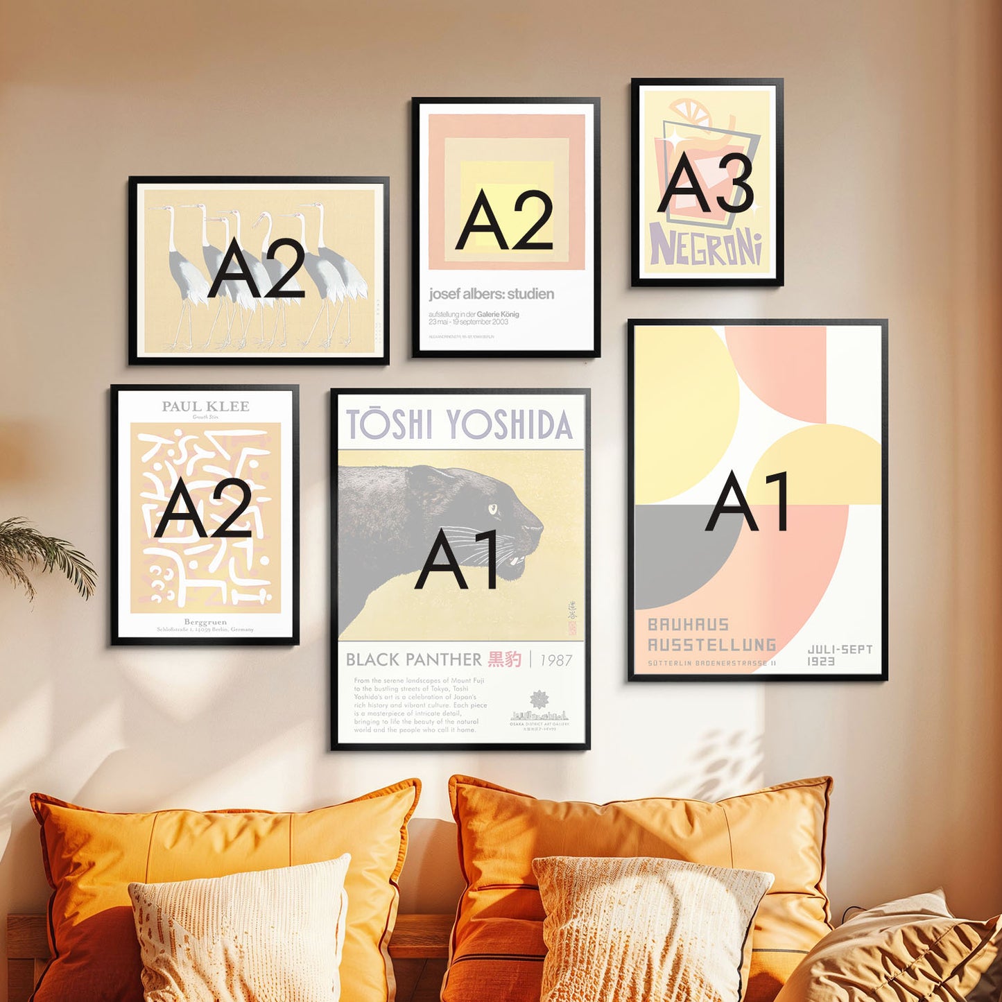 Eclectische Oranje Galerijmuur