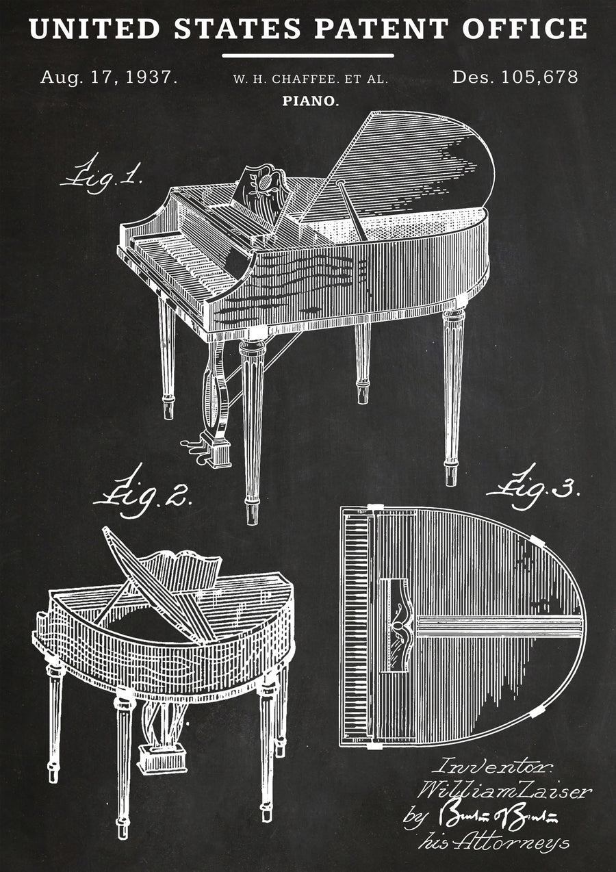 Piano à queue - Print Only frame