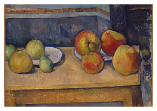 Stilleben med äpplen och päron print