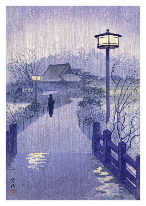 Avondregen bij de Shinobazu-vijver, Tokio