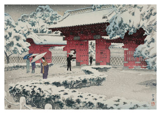 Hongo's Red Gate in the Snow print