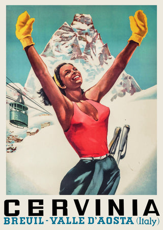 Cervinia, Italien - Skifahren print