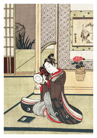Japanese Man Practising on a Tsuzumi print