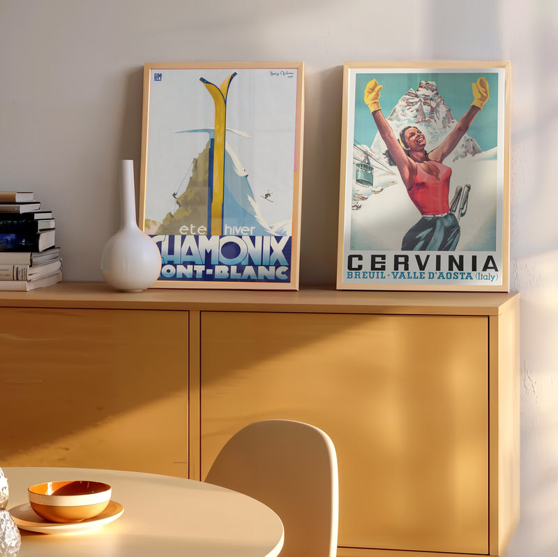 Vintage skidåkning duo