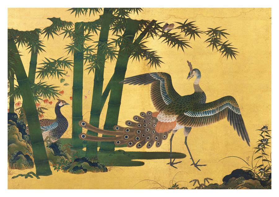 Japanische Pfauen & Bambus - Print Only frame