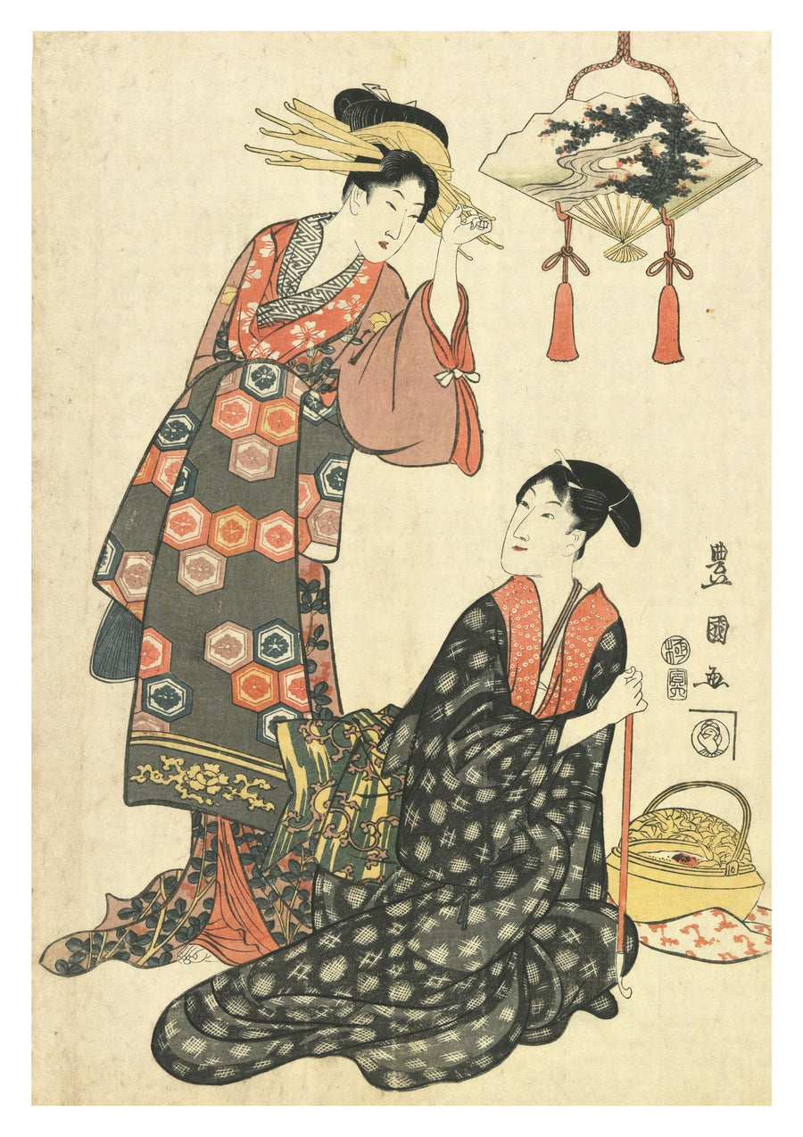 Schauspieler Iwai Hanshiro V mit einer Kurtisane - Print Only frame