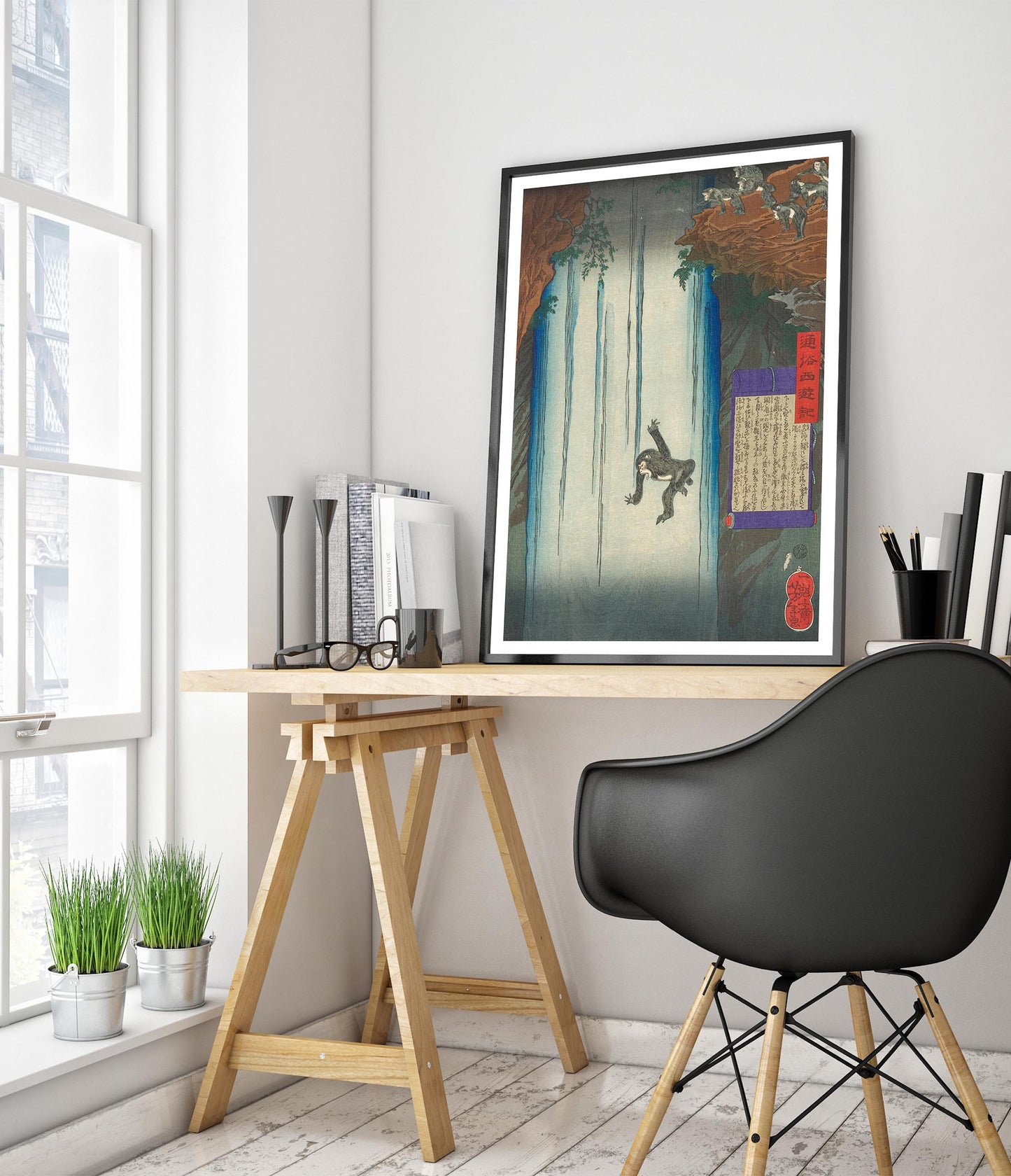 A Monkey Jumps Into a Waterfall