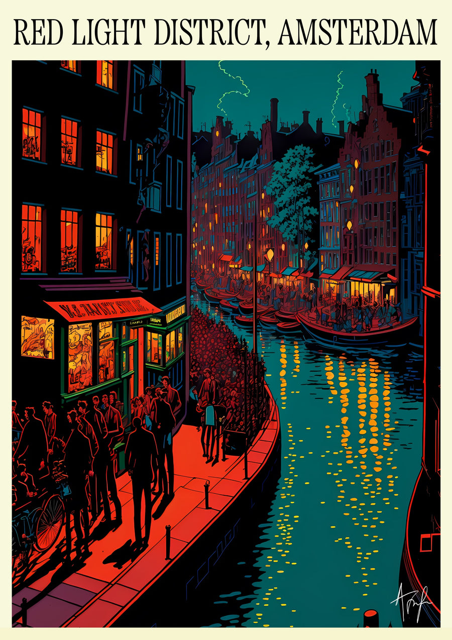 Red Light District, Amsterdam - Holland - Print Only frame