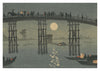 Ryogoku-brug bij volle maan print