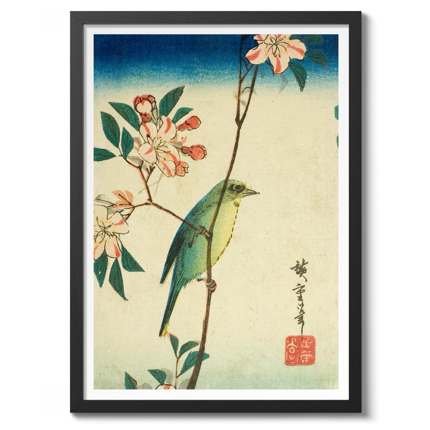 Japansk vitögla på blommande gren