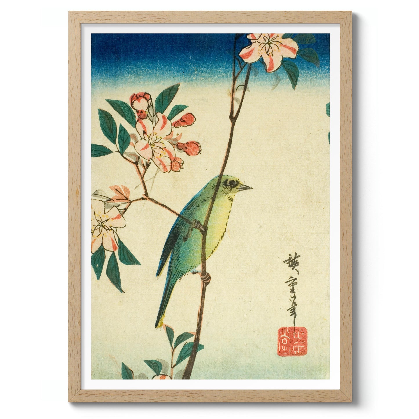 Japansk vitögla på blommande gren