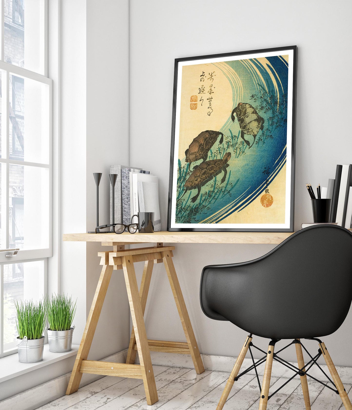 Turtles Swimming in a Stream