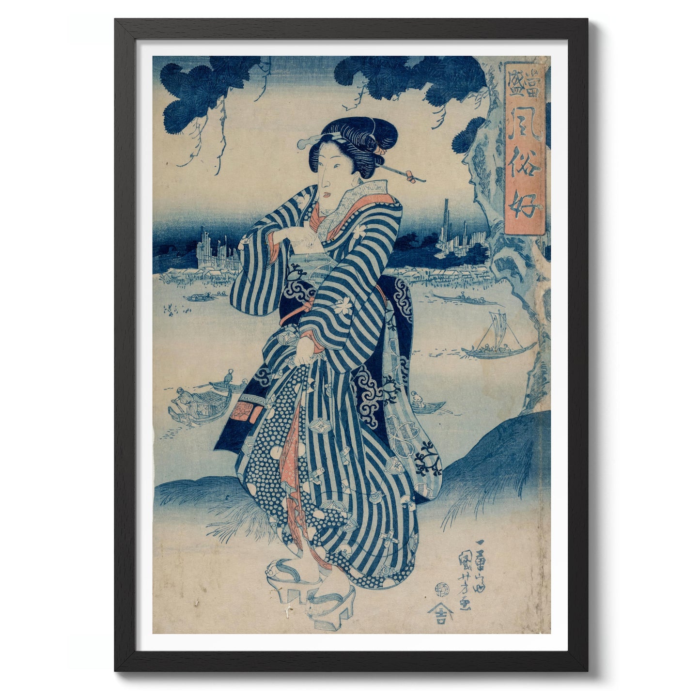 Geisha Standing on the Bank of the Sumida River