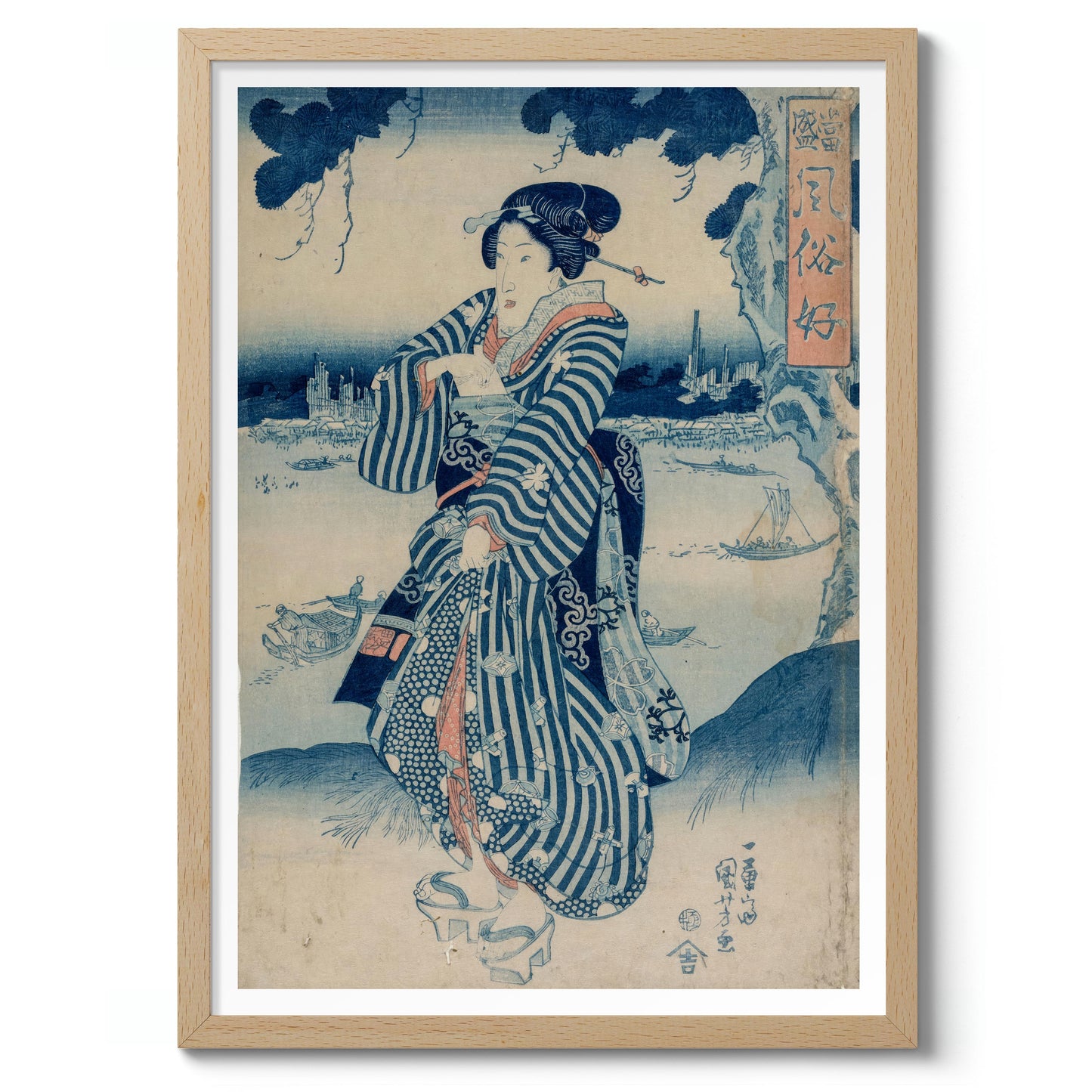 Geisha Standing on the Bank of the Sumida River