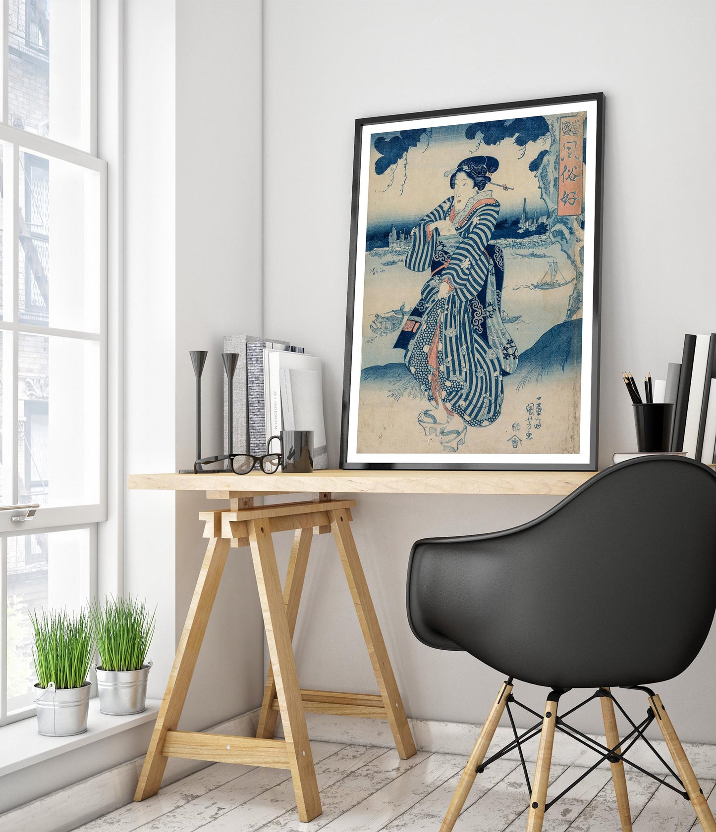 Geisha Standing on the Bank of the Sumida River