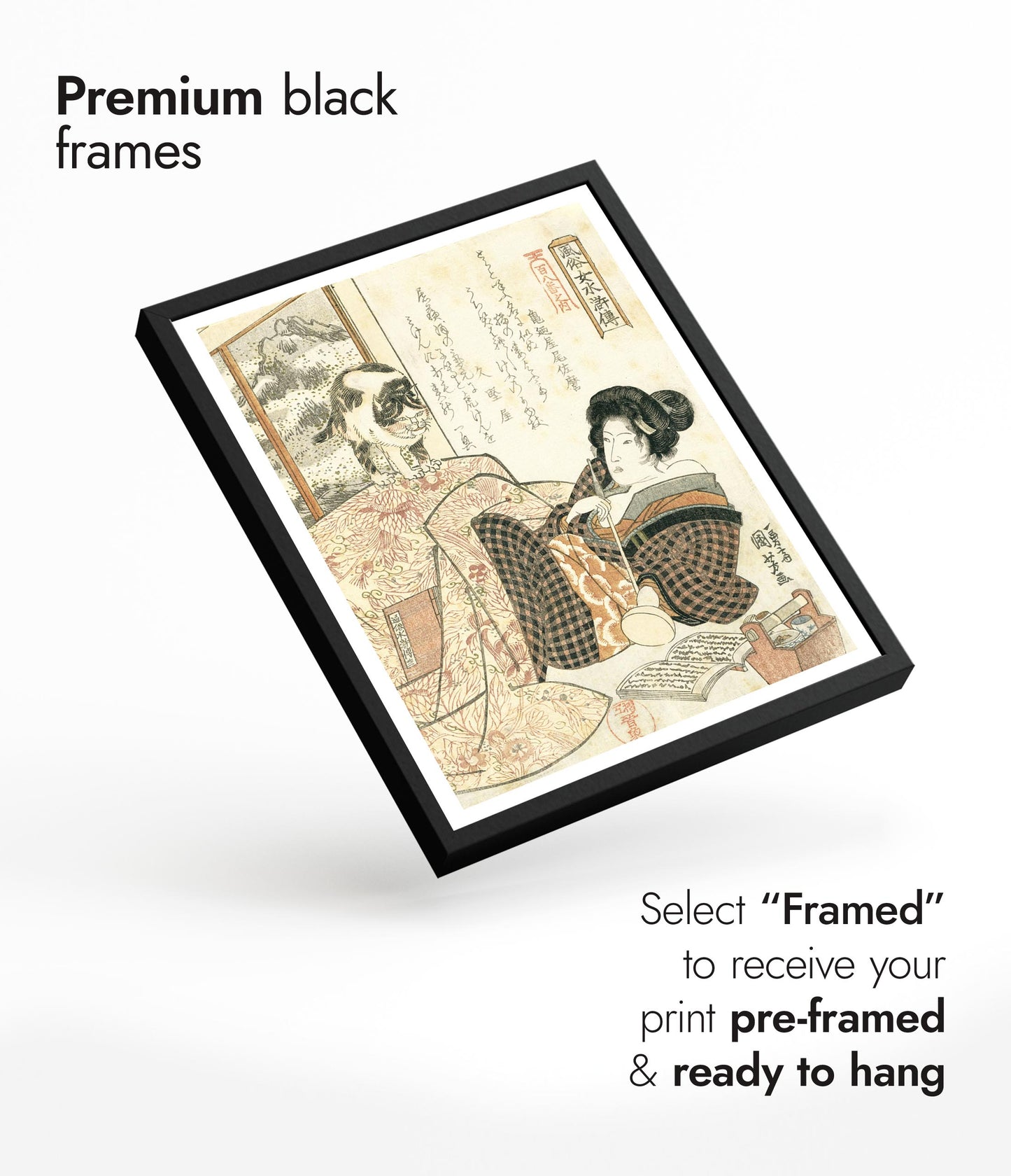 Kvinna med katt på bordet