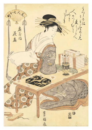 Kurtisan Ogiya från Hanaogi-huset print