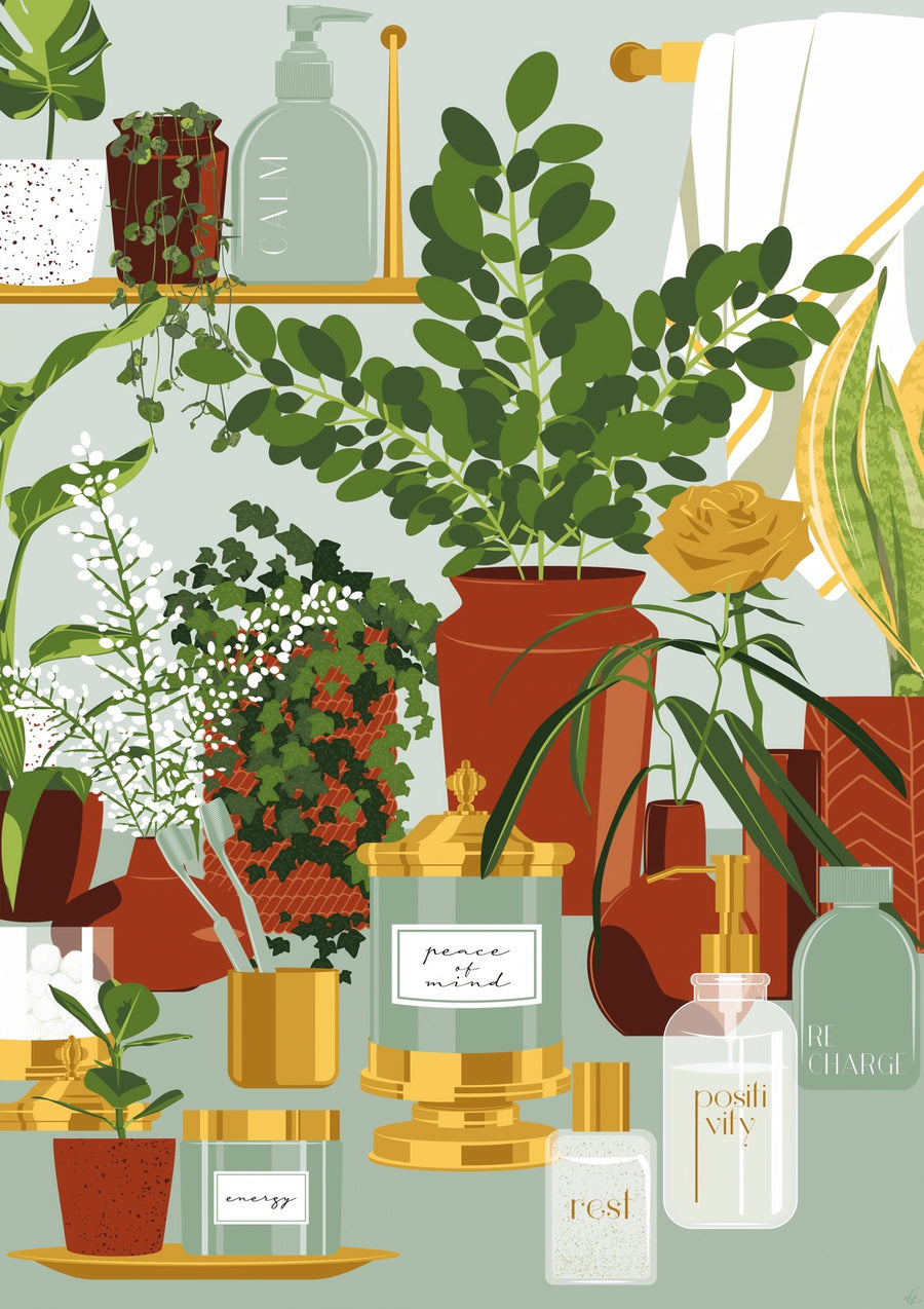 Rest Room Plants - Print Only frame