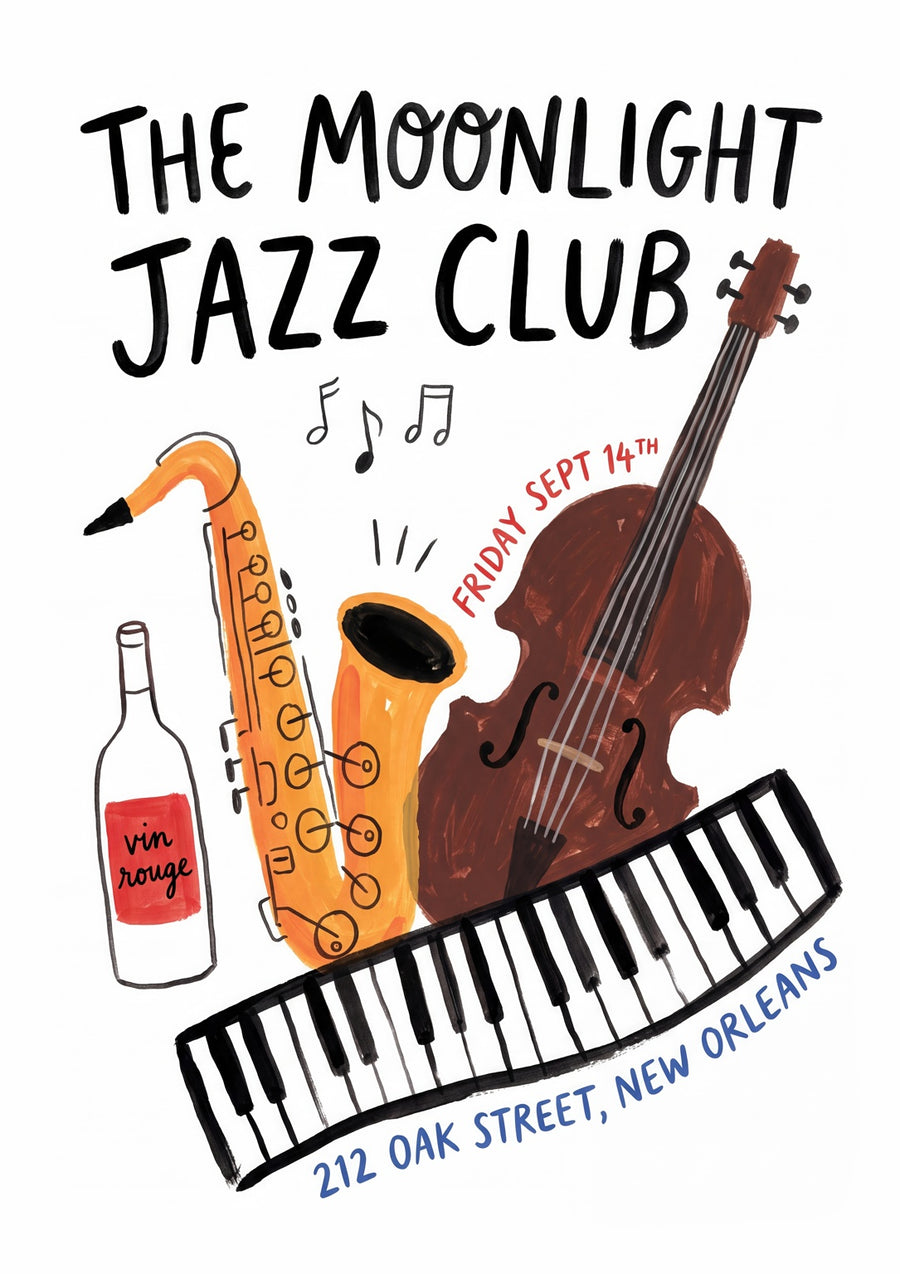 The Moonlight Jazz Club - Print Only frame