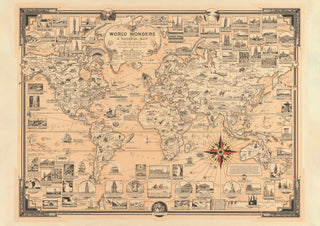 Map of World Wonders print