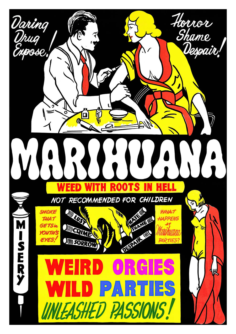 Marihuana, wiet met wortels in de hel - Print Only frame