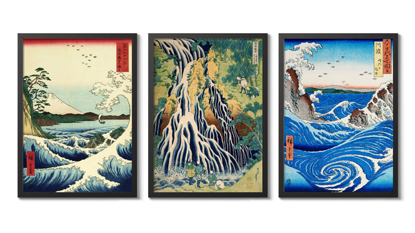 Woodblock Waves - Set of 3