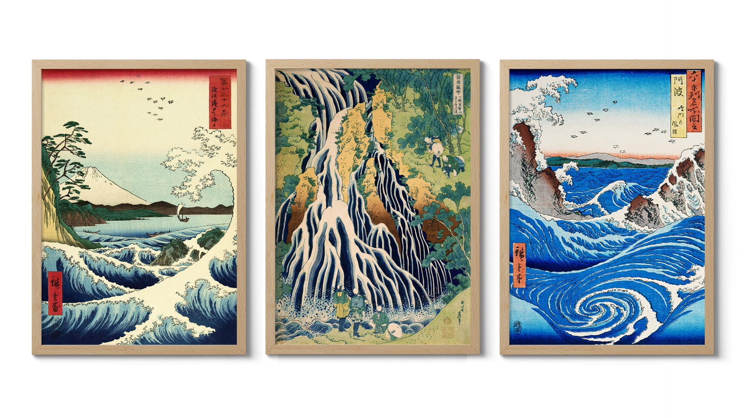 Woodblock Waves - Set of 3