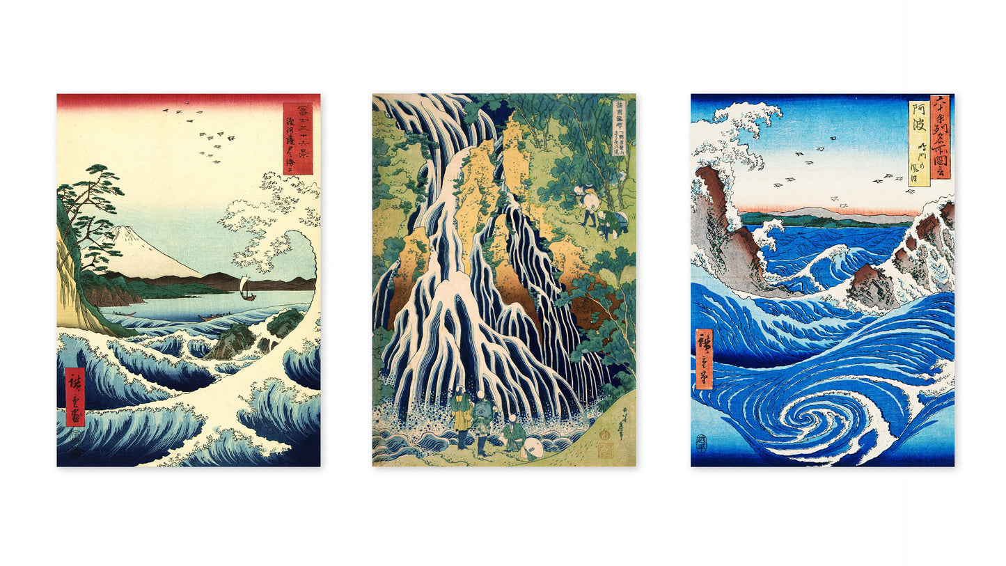 Woodblock Waves - Set of 3