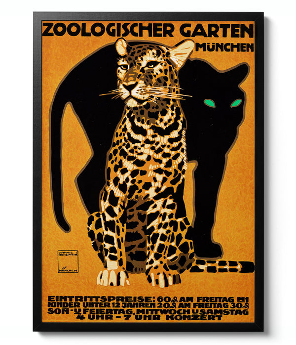 Spotted Leopard, Munich Zoo - Vintage Advert