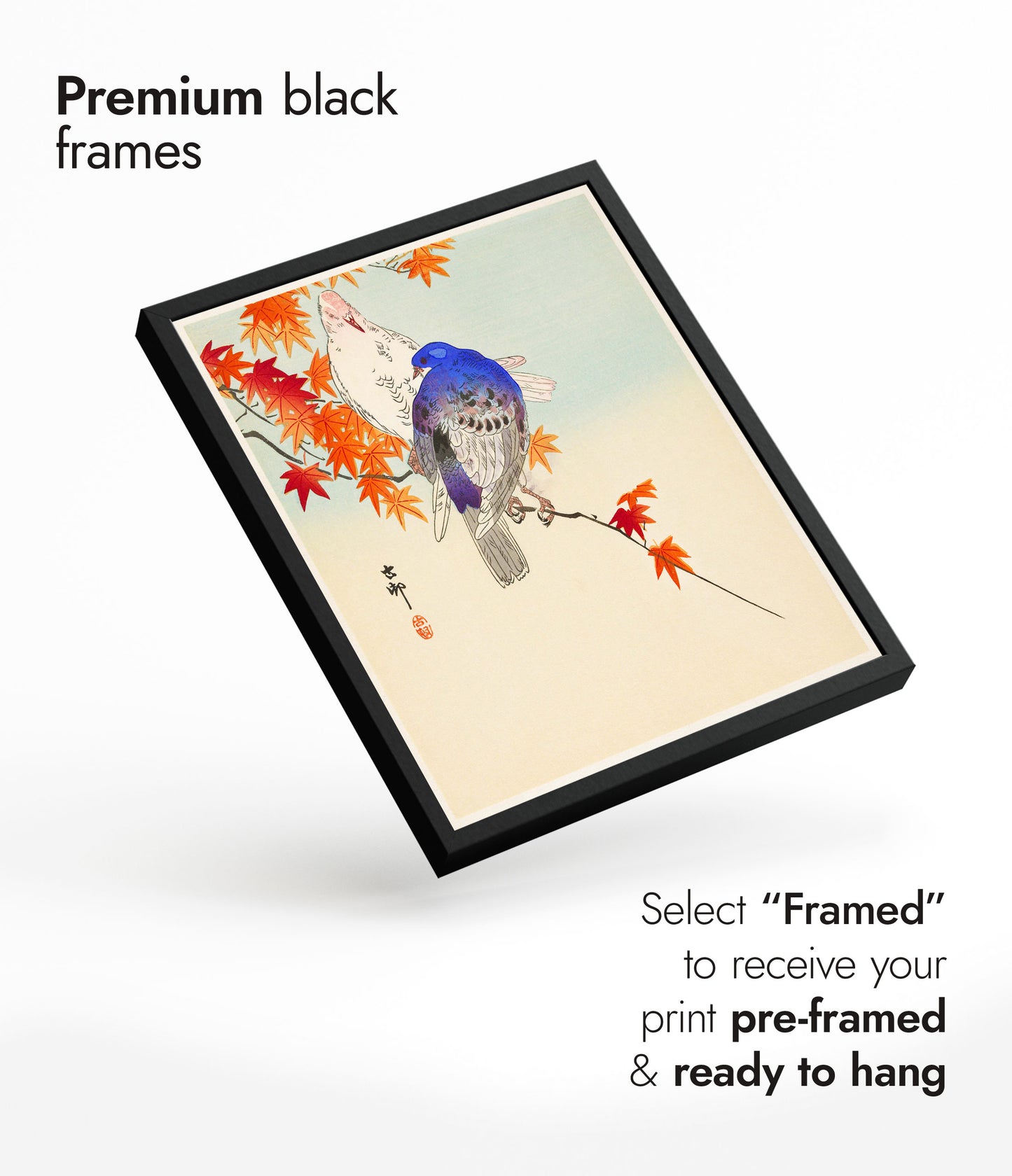 Zwei Tauben auf einem Herbstzweig